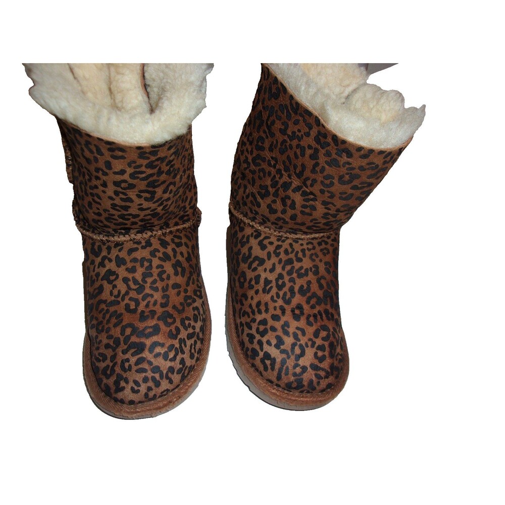 UGG Bailey Bow Boots 1005879T Sz. 12 Toddler Animal Print Suede Shearling